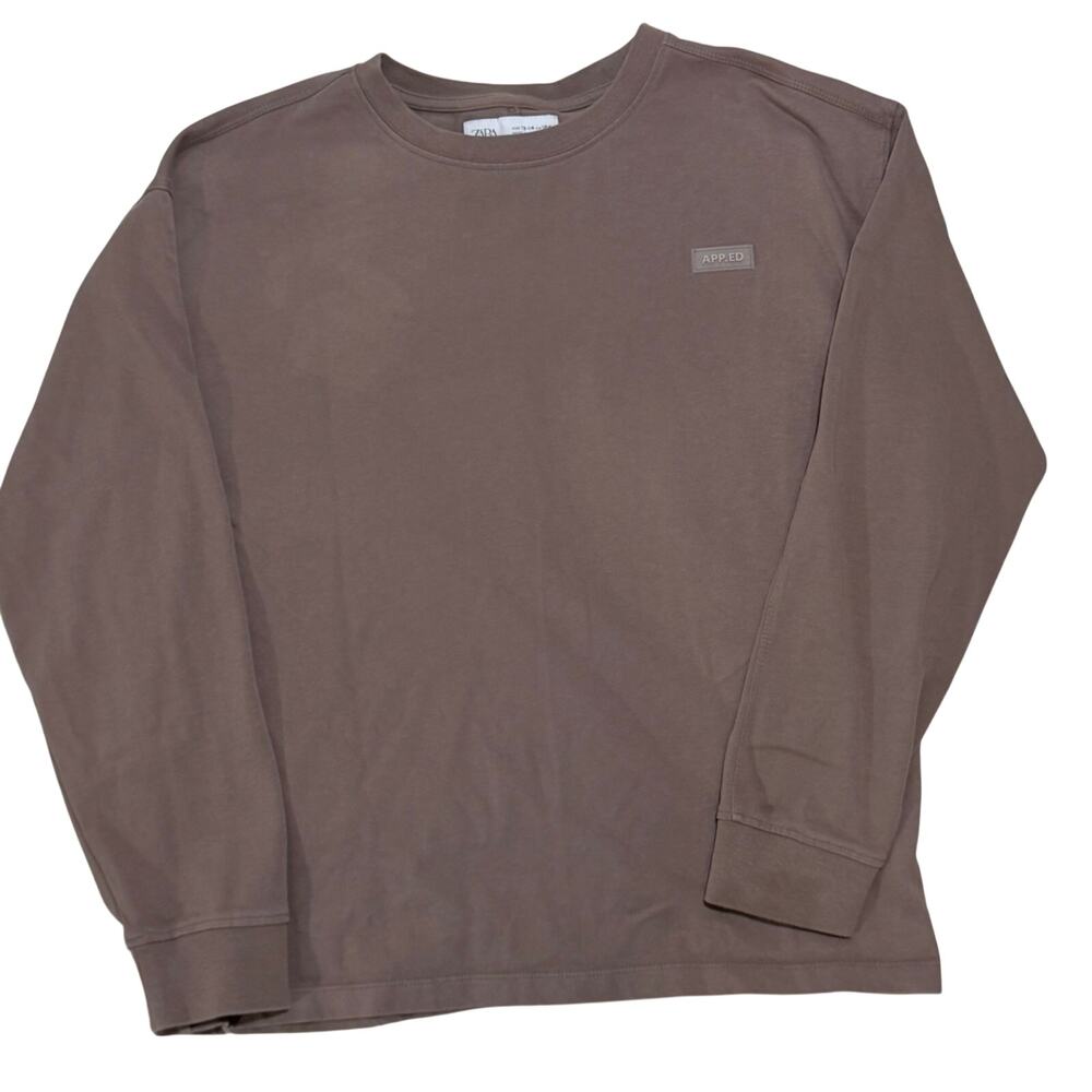 ZARA Long Sleeve Shirt Heavy Soft Cotton Taupe Boys 13-14